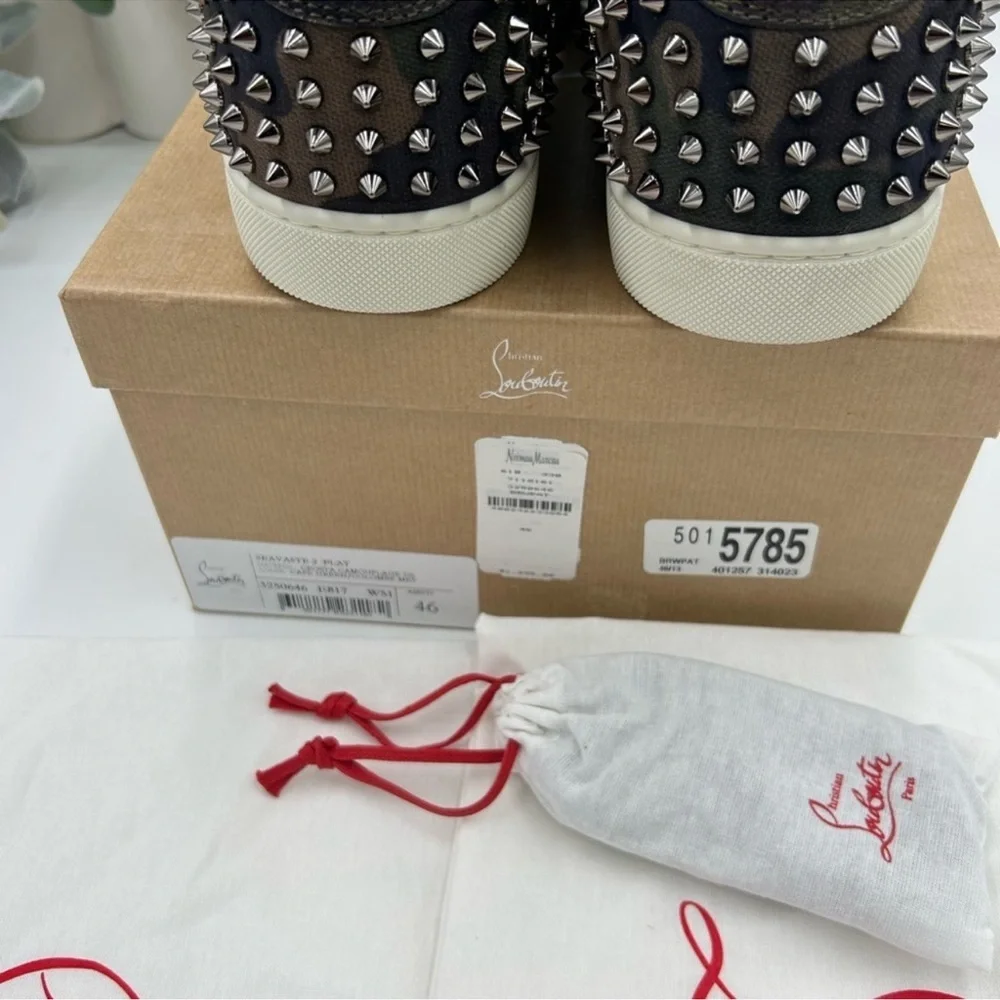 Men’s Christian Louboutin SEAVAST camouflage print sneakers size 46 made Italy